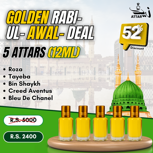 Golden Rabi-ul-Awal Deal – 5 Premium Attars at 52% OFF